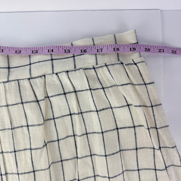 New SONOMA XL LINEN Pull On Button Up Lined White Navy Women's Hi Low Midi Skirt - Picture 11 of 12